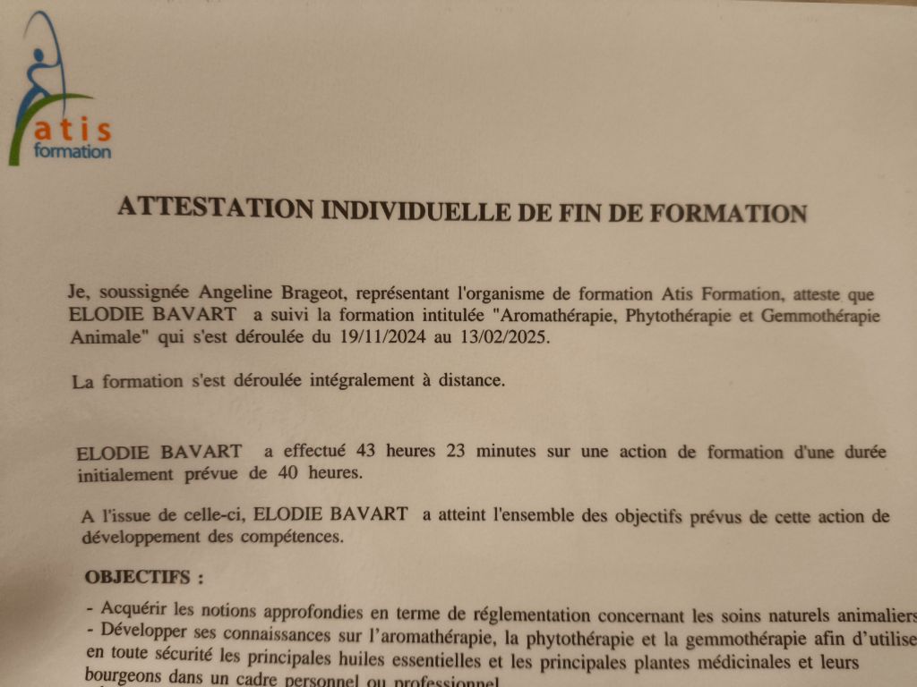 Formation Aromathérapie, Phytothérapie, Gemmothérapie Animale